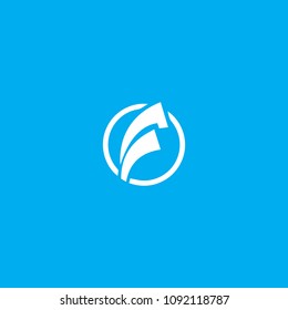 Creative modern elegant minimal F circular shaped business and finance brand blue and white color initial based letter icon logo.