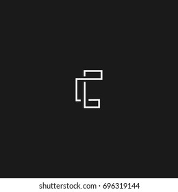 Creative modern elegant simple geometric artistic black and white color C initial  based letter icon logo.