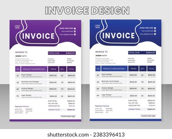Creative Modern Elegant Simple and Minimal invoice template design