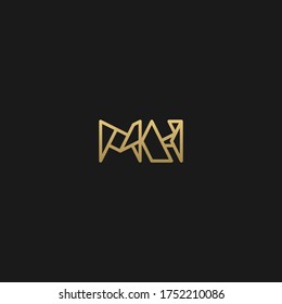 Creative modern elegant trendy black and golden color MH HM H M initial based letter icon logo.
