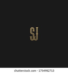Creative modern elegant trendy classic luxury artistic black and golden color SJ JS S J initial based letter icon logo.