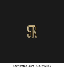 Kreativ moderne, elegante, klassische Luxus minimale schwarz-goldene Farbe SR S R Anfangsbuchstaben Symbol Logo.