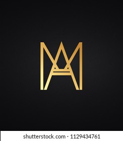 Creative modern elegant trendy unique artistic black and white color MA AM  initial based letter icon logo