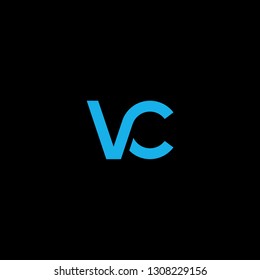 Creative modern elegant trendy unique artistic blue and black color VC CV C V initial based letter icon logo.