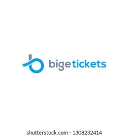 Creative modern elegant trendy unique artistic grey and blue color B tickets initial based letter icon logo.