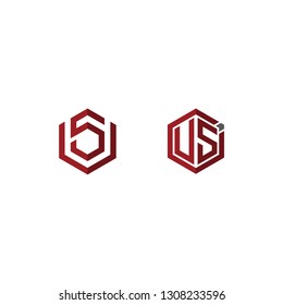Creative modern elegant trendy unique artistic red and white color US VS V S initial based letter icon logo.
