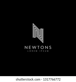 Creative modern elegant trendy unique artistic black and white color N initial based letter icon logo.