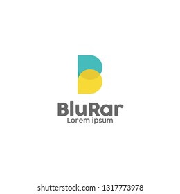 Creative modern elegant trendy unique artistic yellow and cyan color B initial based letter communication icon logo.