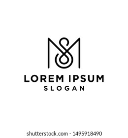 Creative modern elegant trendy unique artistic black and white color MS SM M S initial based letter icon logo.