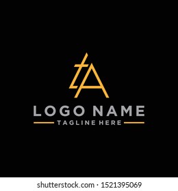 Creative modern elegant trendy unique artistic gold color, initial letters based on TA icons.