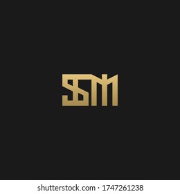 Creative modern elegant trendy unique artistic black and golden color MS SM M S initial based letter icon logo.