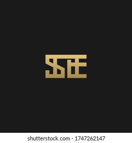 Creative modern elegant trendy unique artistic black and golden color SE SE S E initial based letter icon logo.