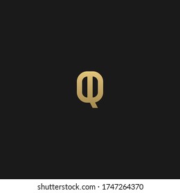 Creative modern elegant trendy unique artistic black and golden color Q initial based letter icon logo.