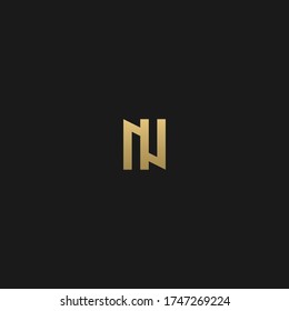 Creative modern elegant trendy unique artistic black and golden color N initial based letter icon logo.