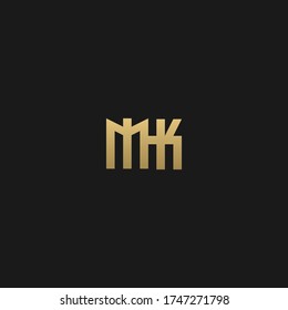 Creative modern elegant trendy unique artistic black and golden color MK KM K M initial based letter icon logo.