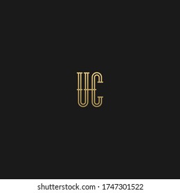 Creative modern elegant trendy unique artistic black and golden color UC CU U C initial based letter icon logo.