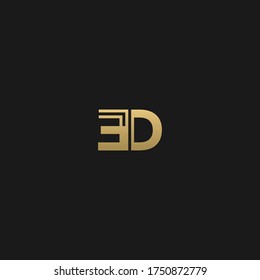 Creative modern elegant trendy unique artistic black and GOLDEN color ED DE E D initial based letter icon logo.