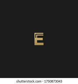 Creative modern elegant trendy unique artistic black and GOLDEN color E initial based letter icon logo.