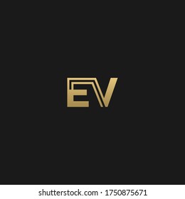 Creativo moderno y elegante diseño único y artístico negro y color GOLDEN EV VE E V logotipo de letra inicial.
