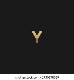 Creative modern elegant trendy unique artistic black and GOLDEN color Y initial based letter icon logo.
