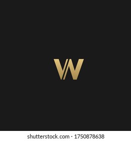 Moderno creativo elegante diseño único y artístico color negro y GOLDEN color W inicial del logotipo de la letra del icono.