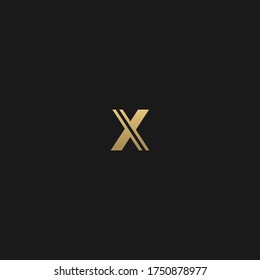 Creative modern elegant trendy unique artistic black and GOLDEN color X initial based letter icon logo.