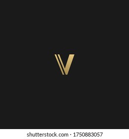 Moderno creativo elegante diseño único artístico negro y color GOLDEN V color inicial del logotipo de la carta.