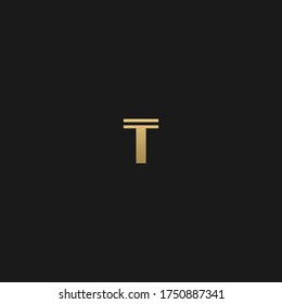 Moderno creativo elegante diseño único artístico negro y color GOLDEN color T con base inicial icono de letra.