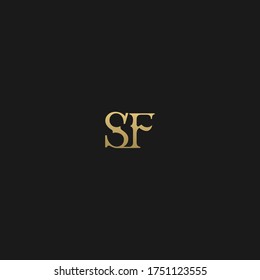 Creative modern elegant trendy unique artistic black and golden color SF FS S F initial based letter icon logo.