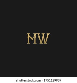 Moderno creativo elegante diseño único artístico color negro y dorado MW WM W M inicial de la letra icono de la letra.