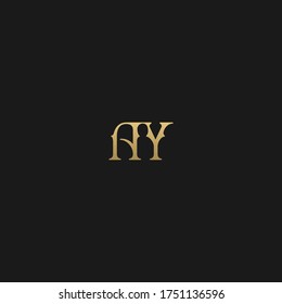 Creative modern elegant trendy unique artistic black and golden color AY YA A Y initial based letter icon logo.