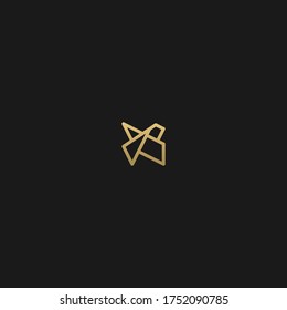 Kreativ moderne elegante, einzigartige, künstlerische Schwarz-Gold-Farbe X Anfangsbuchstaben Symbol-Logo.