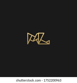 Creative modern elegant trendy unique black and golden color ML LM L M initial based letter icon logo.