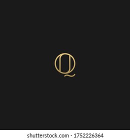 Creative modern elegant trendy unique artistic black and GOLDEN color QQ Q initial based letter icon logo.