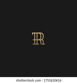 Moderno creativo elegante diseño único y artístico color negro y dorado R logotipo de letra inicial icono.