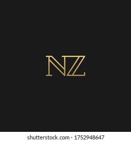 Creative modern elegant trendy unique artistic black and golden color NZ ZN N Z initial based letter icon logo.