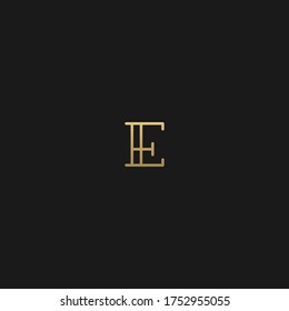 Creative modern elegant trendy unique artistic black and golden color EE E initial based letter icon logo.