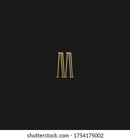 Moderno creativo elegante diseño único y artístico color negro y dorado MM M con el logotipo de la letra inicial del icono.