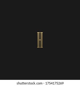 Creative modern elegant trendy unique artistic black and golden color HH H initial based letter icon logo.