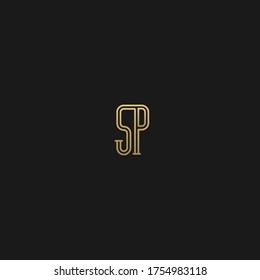 Creative modern elegant trendy unique minimal classic black and golden color SP PS S P initial based letter icon logo.