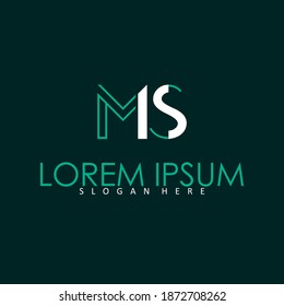 Kreativ moderne, elegante, einzigartige künstlerische Blau-Weiß-Farbe MS SM M S Anfangsbuchstaben Symbol Logo.