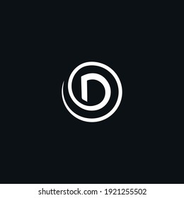 Kreativ moderne elegante, einzigartige, künstlerische schwarz-weiß Farbkreis Stil D Anfangsbuchstaben Symbol Logo.