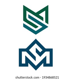 Moderno creativo elegante diseño único artístico MS SM M S logotipo de letra inicial basado en el icono.