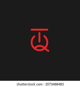 Creative modern elegant trendy unique artistic black and red color Quit icon logo.