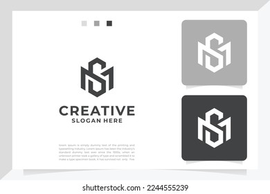 Moderno creativo elegante diseño exclusivo de color blanco y negro MS SM M S inicial de la letra logotipo del icono.