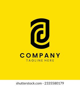 Creative modern elegant trendy unique artistic yellow and black color CJ JC C J initial based letter icon logo.