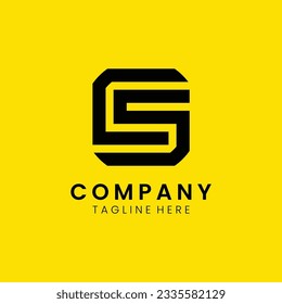 Creative modern elegant trendy unique artistic yellow and black color CS C S initial based letter icon logo.