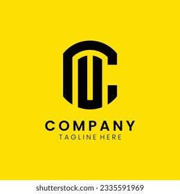 Creative modern elegant trendy unique artistic yellow and black color CU UC C U initial based letter icon logo.