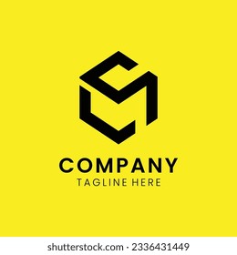 Creative modern elegant trendy unique artistic yellow and black color MC CM M C initial based letter icon logo.