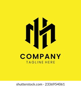 Creative modern elegant trendy unique artistic yellow and black color MH HM M H initial based letter icon logo.